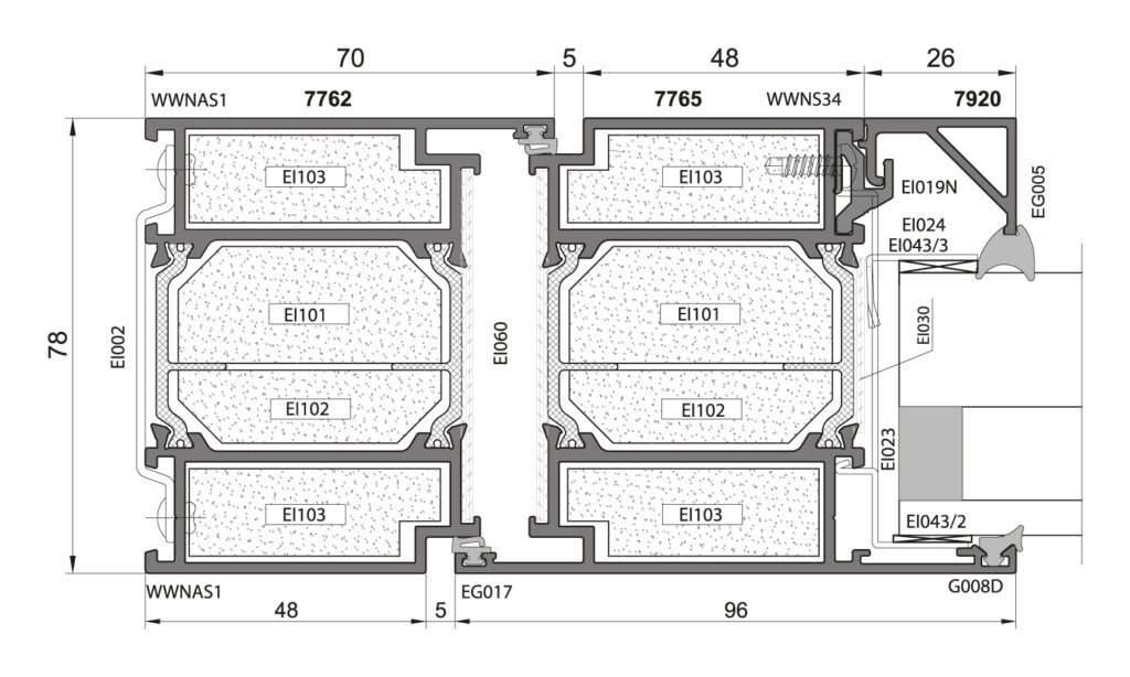 PONZIO PE78EI DESIGN LINE UGUNSDROSAS SISTEMAS RASEJUMS EI60