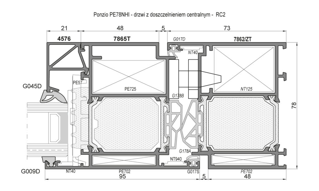 PONZIO PE78NHI ALUMINIJA DURVIS AE CENTRALO BLIVI UN RC2 KLASES DROSIBU